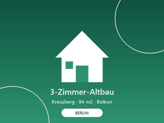 Helle 3-Zimmer-Altbauwohnung in Berlin-Kreuzberg — 84 m², Balkon, EBK